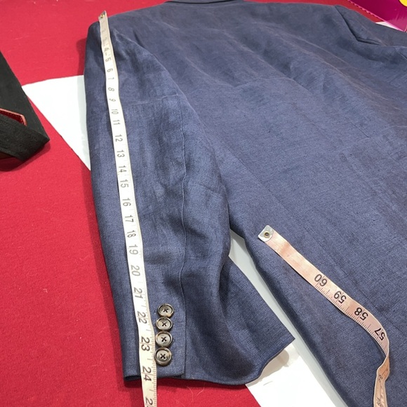 Gap BLUE LINEN BLAZER MENS XL lined button up 112533-97-1 JACKET summer vintage - Picture 16 of 16